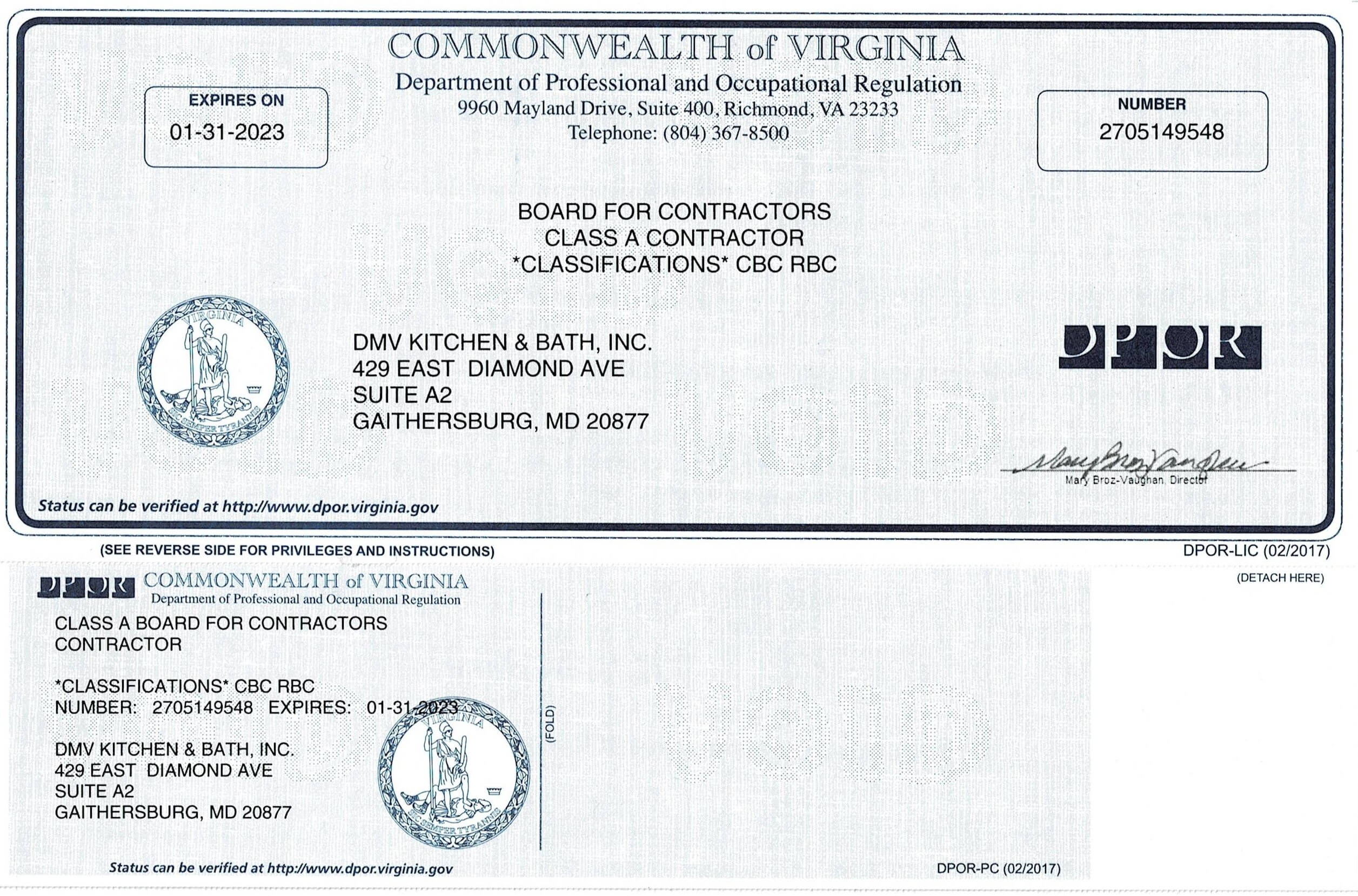 Licenses Certificates Kitchen Remodeling