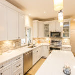wide angle view of kitchen cabinets remodeling