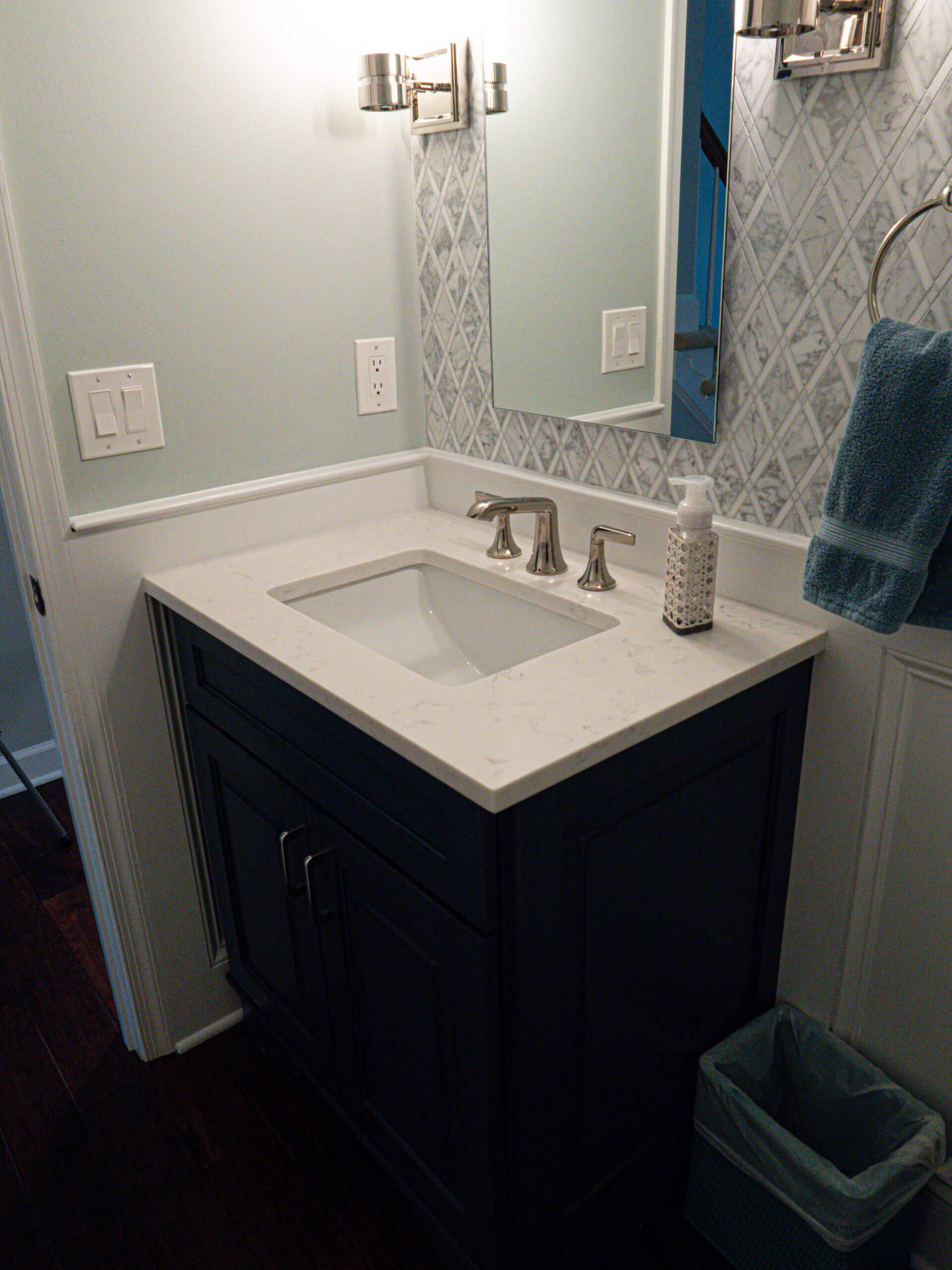 top bathroom remodel with new sink, vanity, and mirror | Gaithersburg MD