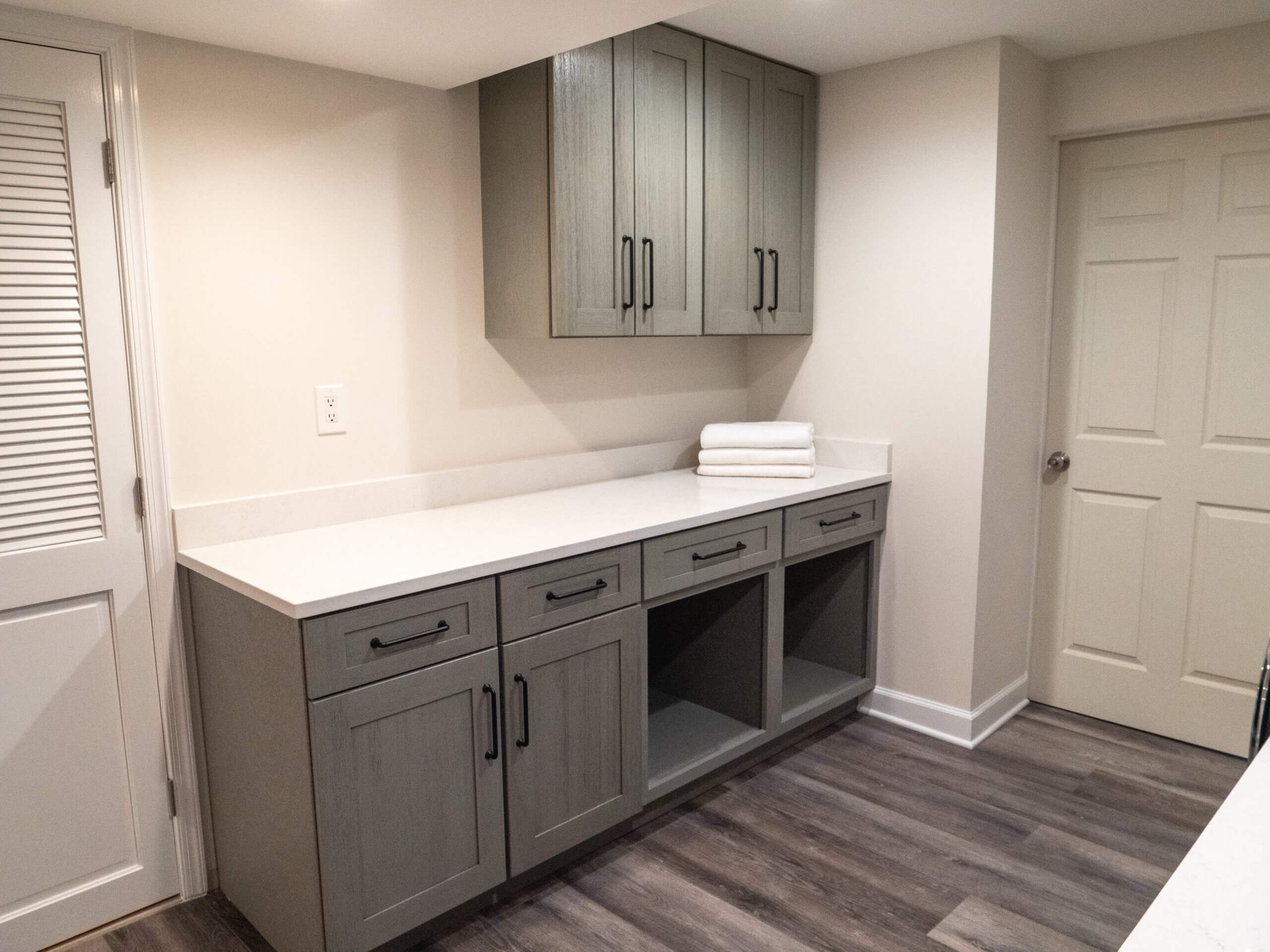 New countertops and cabinetry in completed laundry room renovation | Gaithersburg MD
