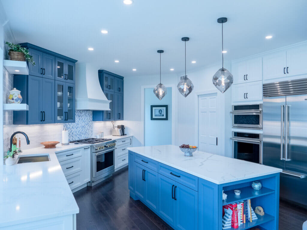 statement lighting in a newly renovated kitchen