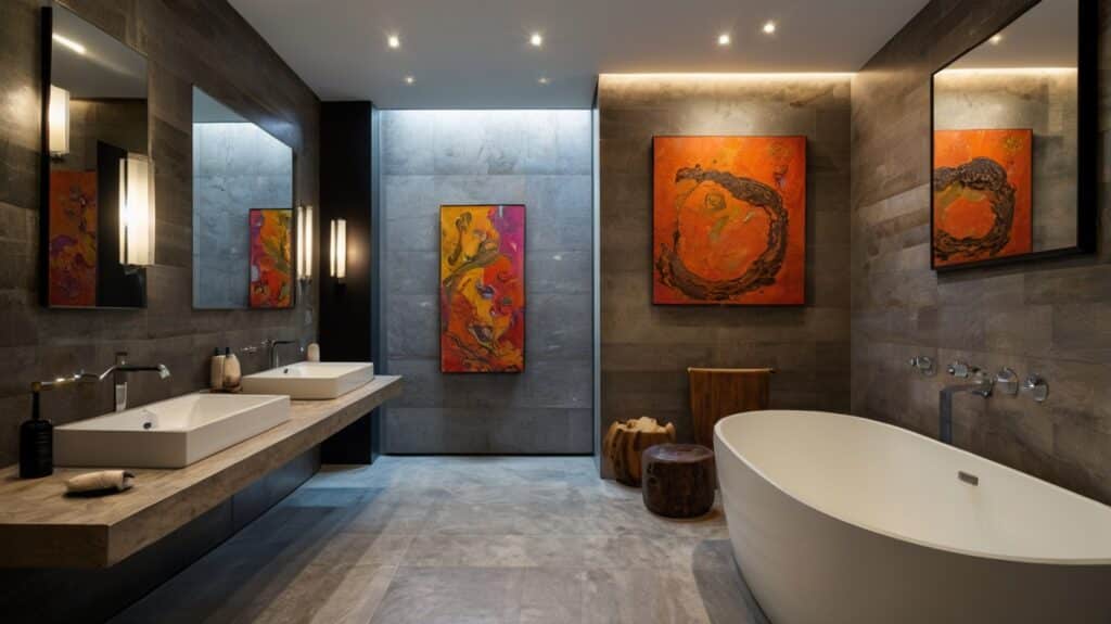 bathroom design featuring an artwork