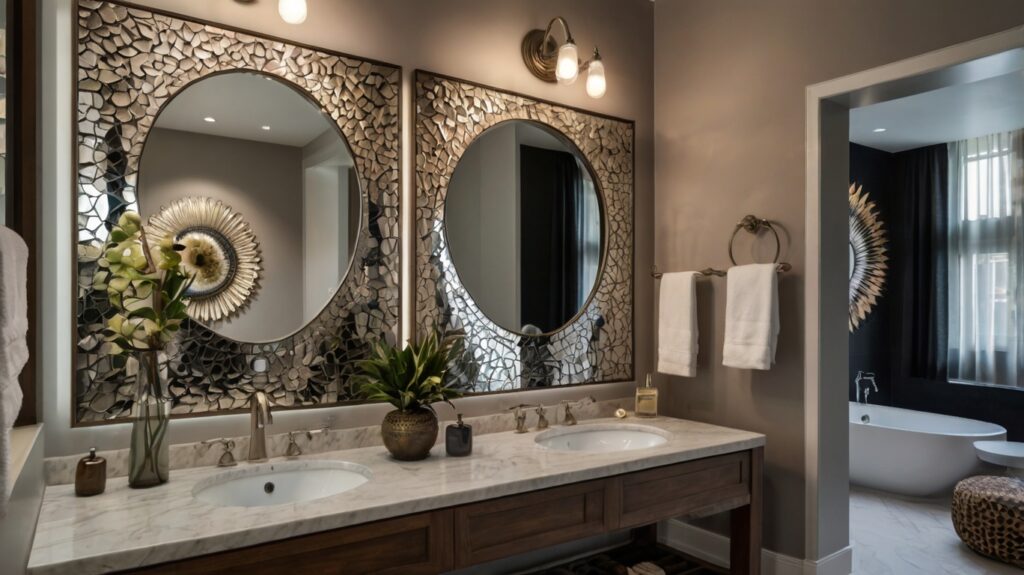 bathroom design featuring decorative mirrors