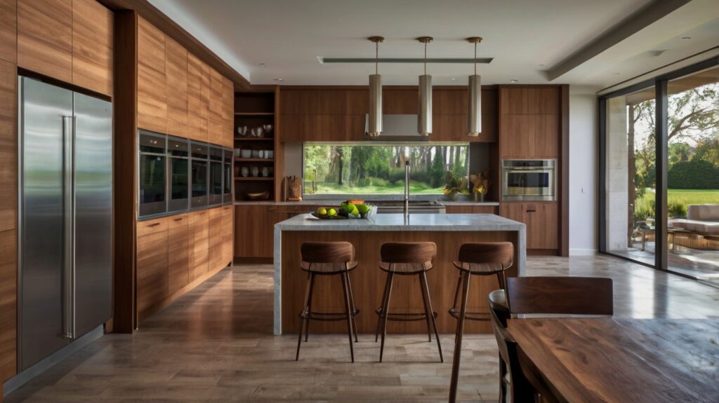 contemporary kitchen design in a wood-tone color scheme