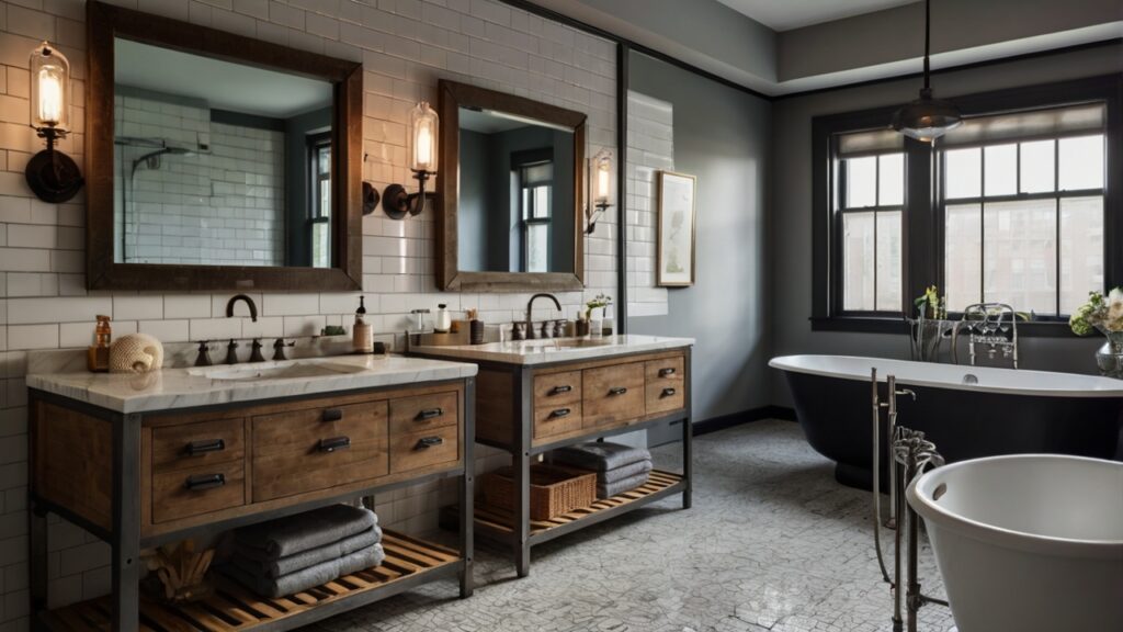 industrial-style bathroom design featuring vintage-style fixtures with modern elements