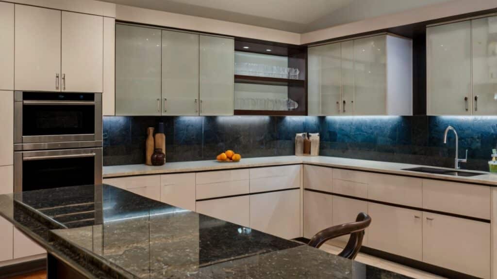 linear light bars under the cabinets