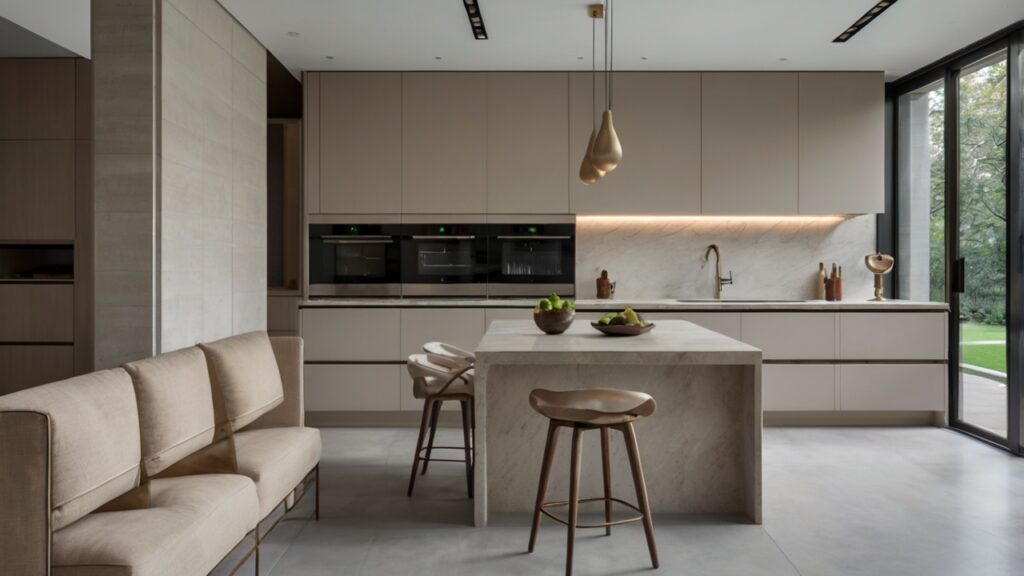 minimalist kitchen design in a soft neutral palette