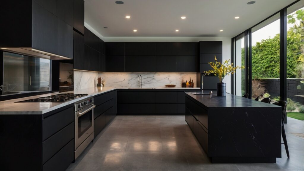 modern kitchen design in a sleek black color scheme