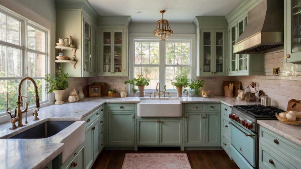vintage charm kitchen design in a soft pastel color scheme