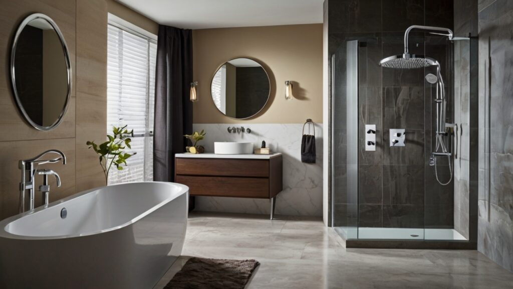 bathroom design with efficient faucets and showerheads