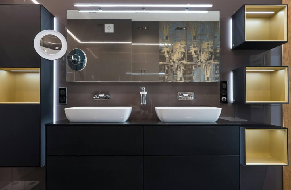 Modern minimalist double bathroom vanity