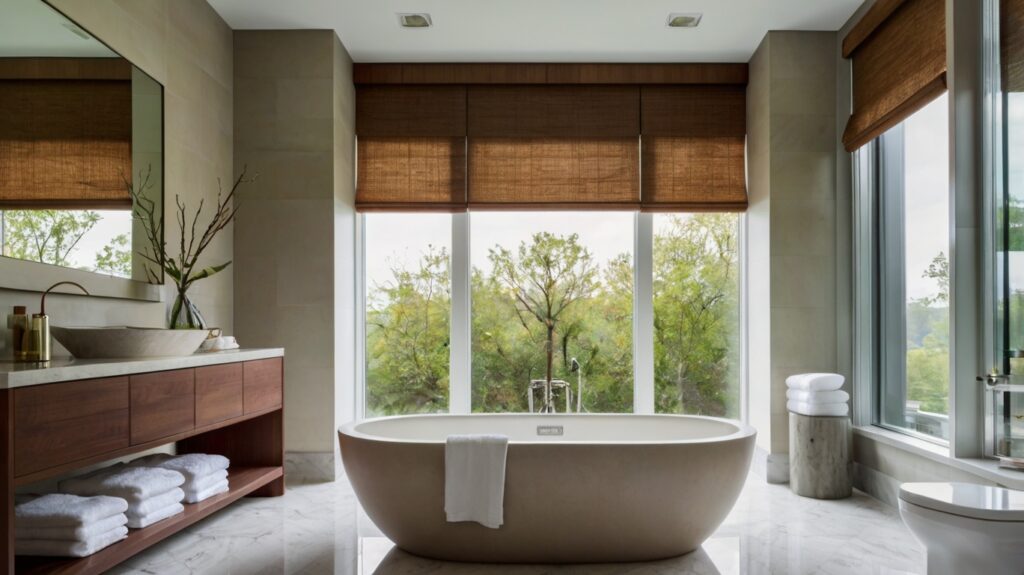 bathroom design featuring energy-efficient window treatments