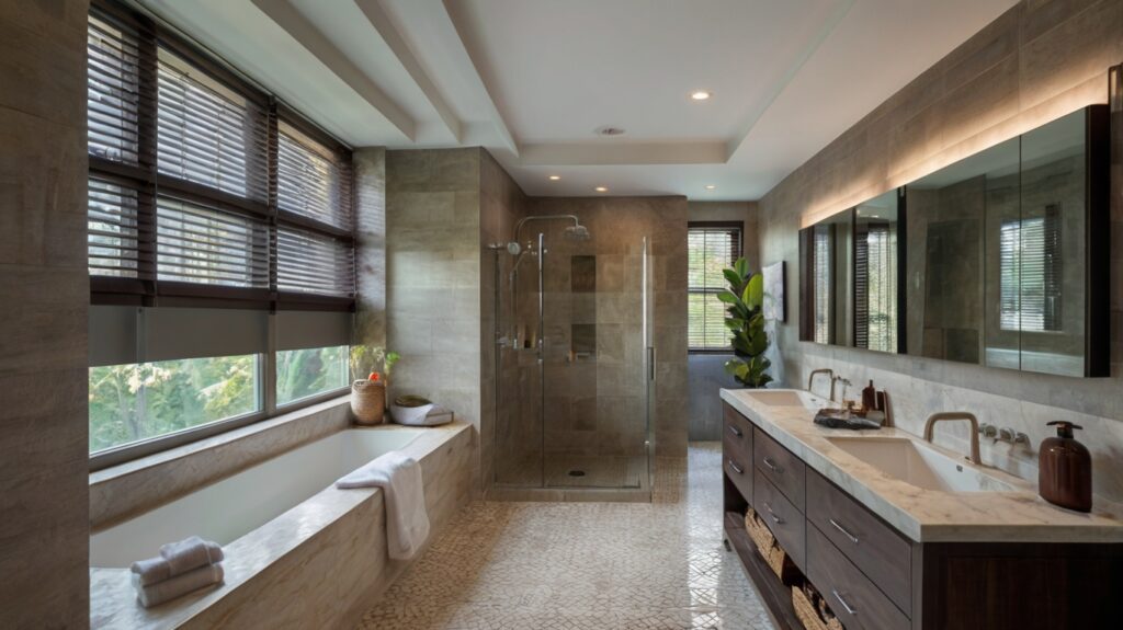 bathroom design with proper ventilation featuring a high-quality exhaust fan