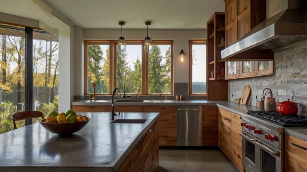 kitchen design featuring a concrete countertop