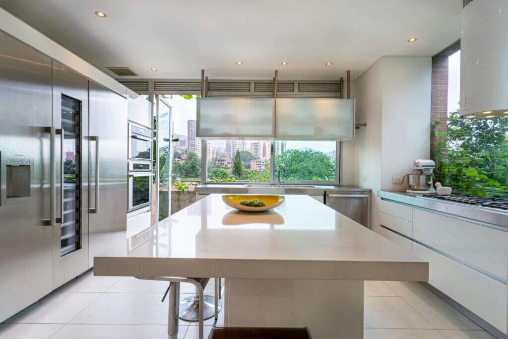 Modern kitchen with energy-efficient fixtures and smart appliances