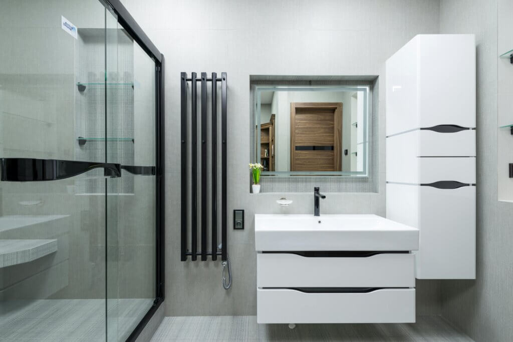 custom-built cabinetry in a modern bathroom