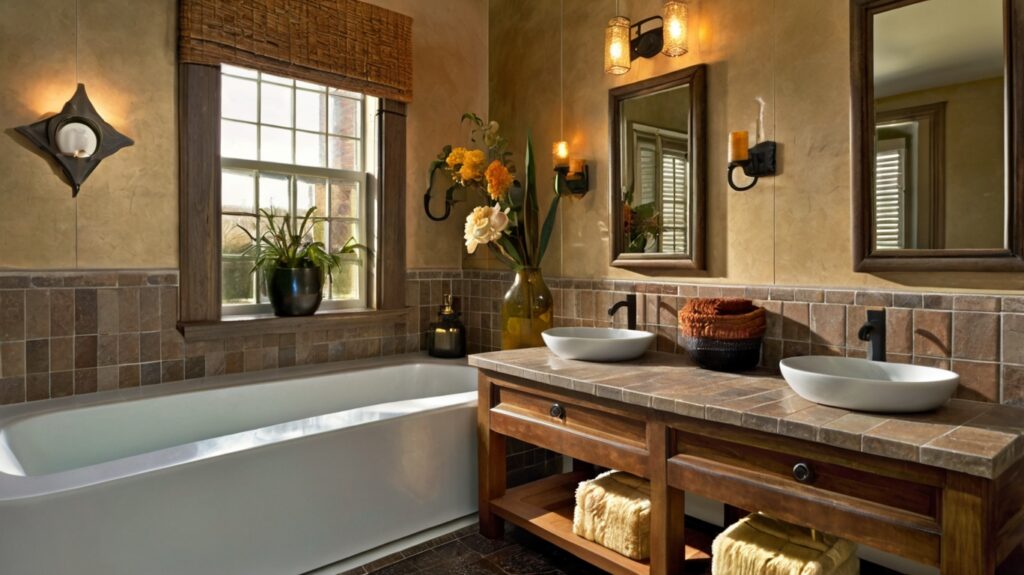 classic bathroom design featuring tile countertop