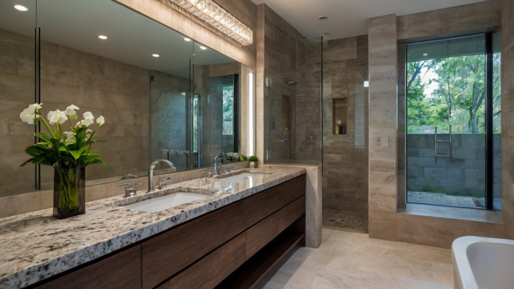 modern bathroom design with granite countertop