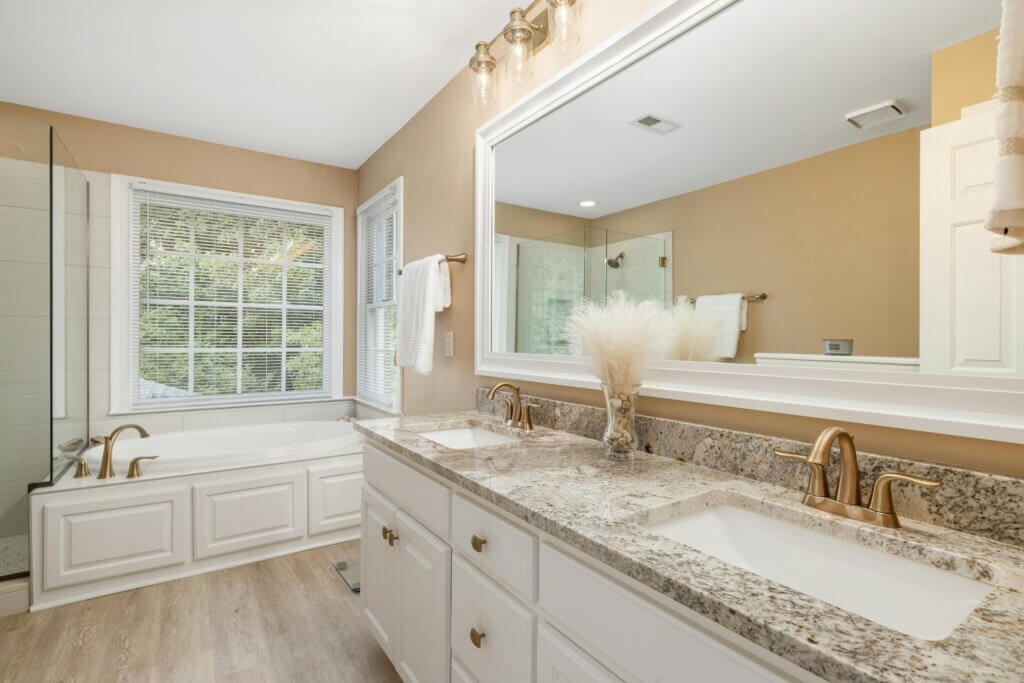 Elegant bathroom with granite countertop