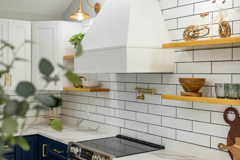 open shelving in the kitchen