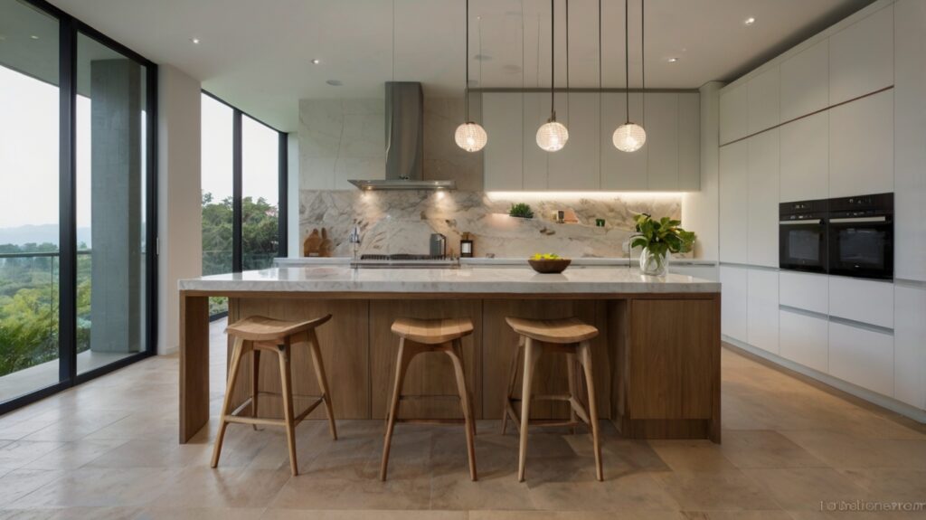 kitchen design featuring a mixed-material island