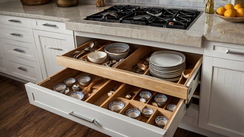 kitchen storage with drawer dividers