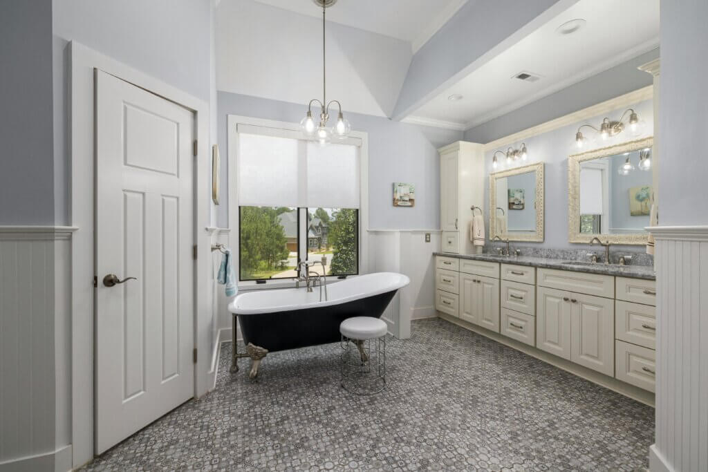 Vintage bathroom with retro fixtures