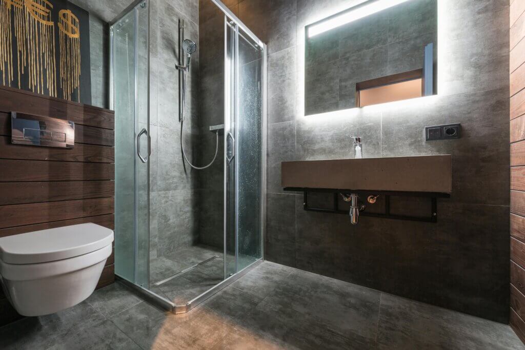 Contemporary bathroom with large format tiles