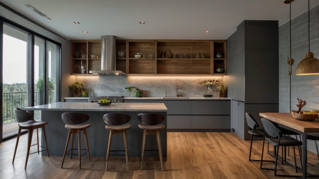 Gray and Wood modern kitchen 