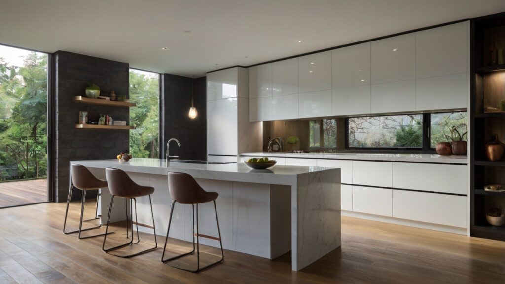 modern kitchen design in classic white 