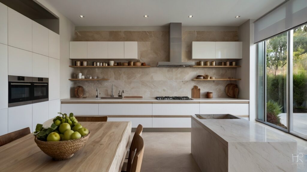 modern kitchen design in classic white and neutrals
