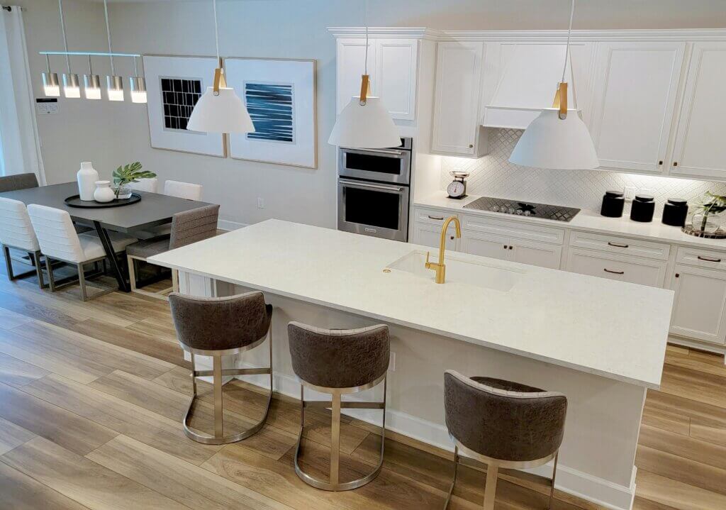 Minimalist kitchen with hardwood flooring