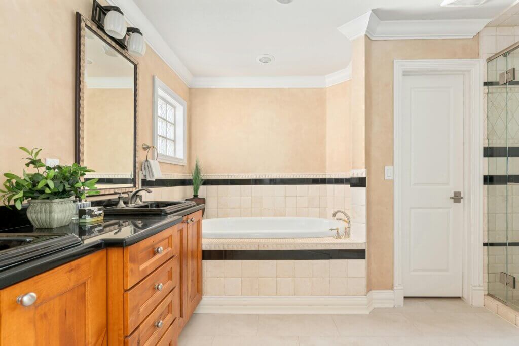 Elegant bathroom with proper ventilation and lighting