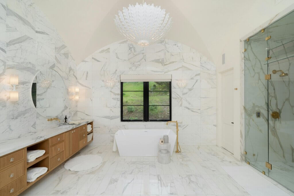 Spa-like bathroom interior with Soft Lighting and Dimmers