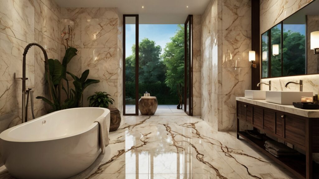 Luxury Bathroom Design featuring exotic porcelain tiles flooring