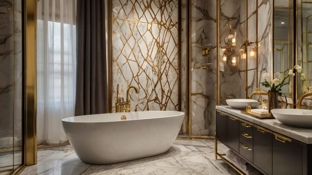 Luxury Bathroom Design featuring gold and metallic accents