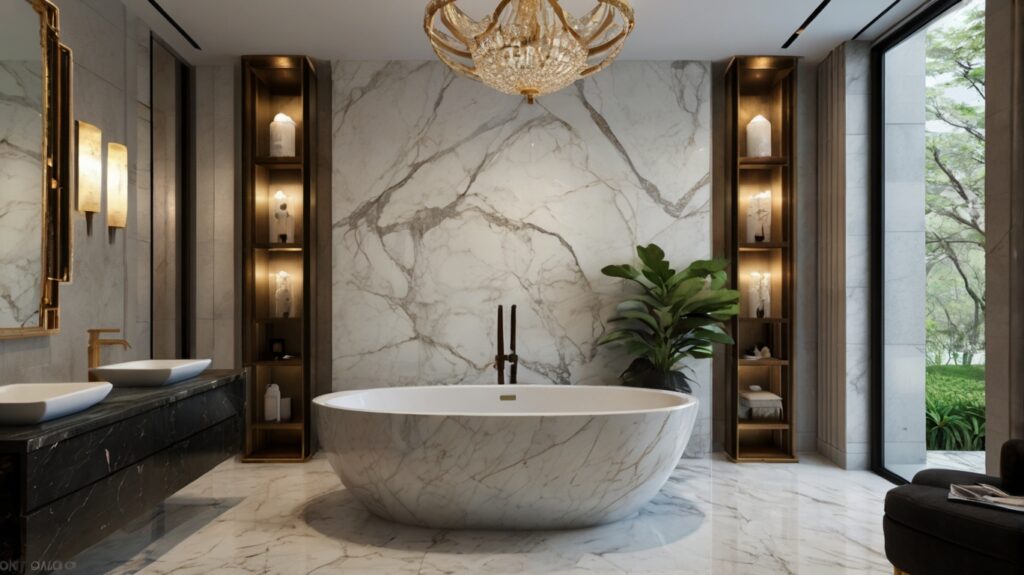 Luxury Bathroom Design featuring marble stone