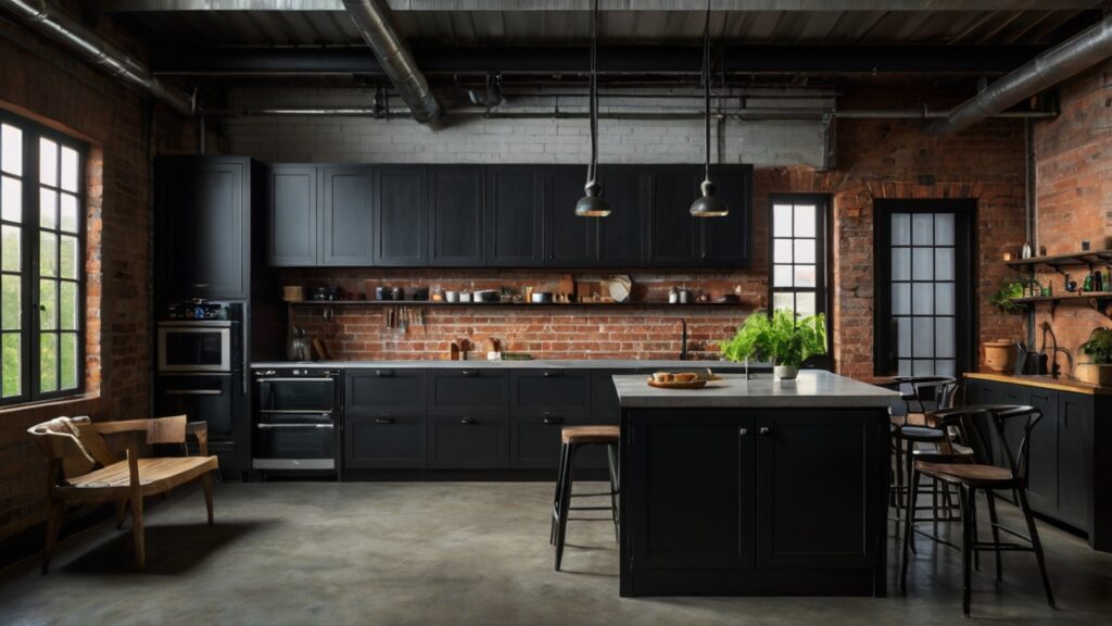 industrial chic black kitchen