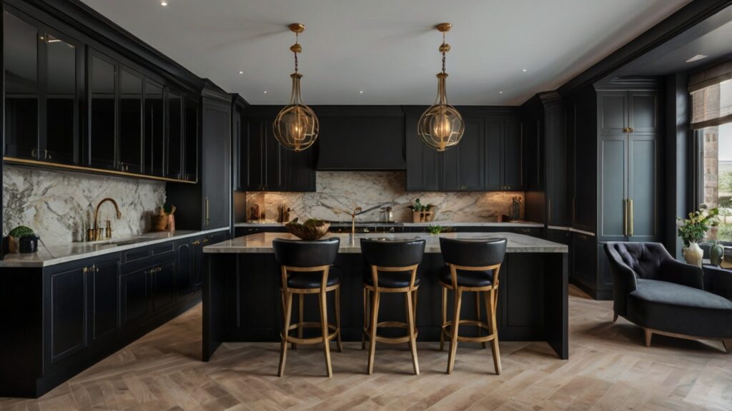 luxurious contrast black kitchen design