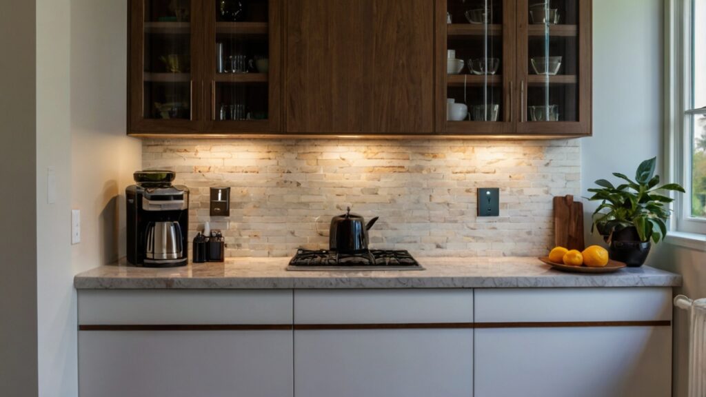 modern kitchen cabinets featuring built-in power outlets