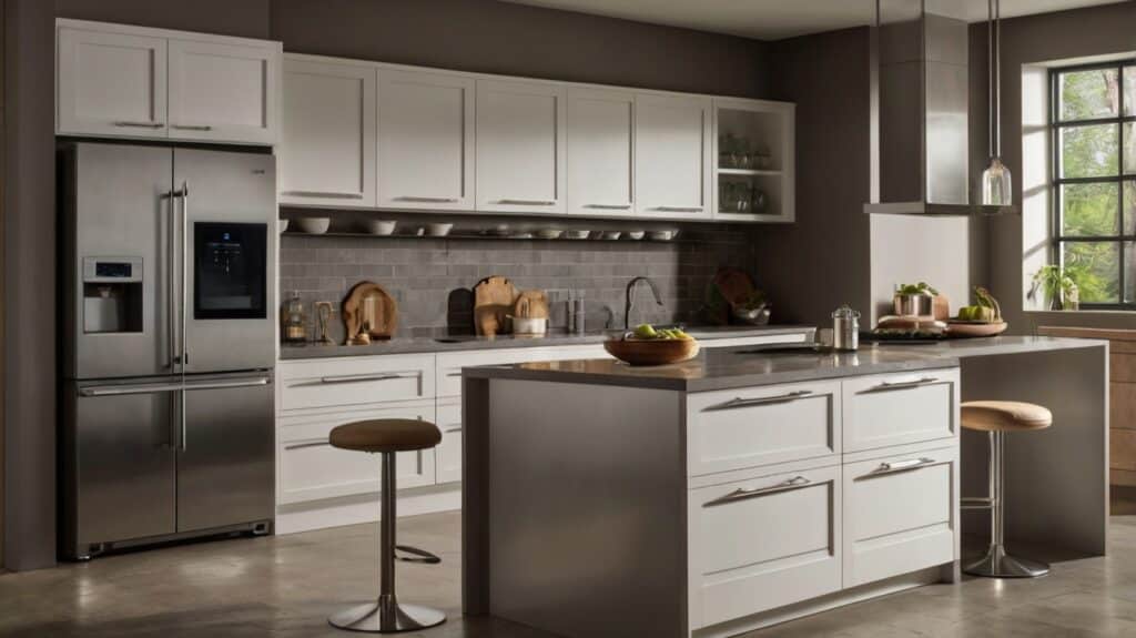 modern kitchen featuring cabinets with chrome handles and knobs