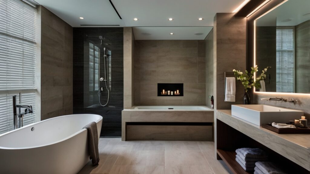 sleek bathroom design in neutral tones color scheme