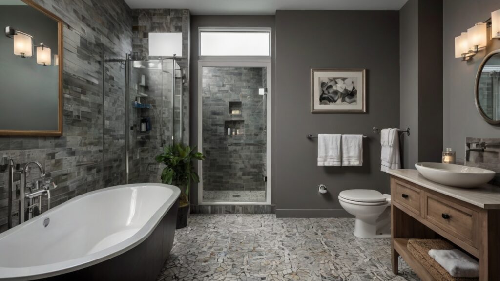 small bathroom in a two-tone color scheme