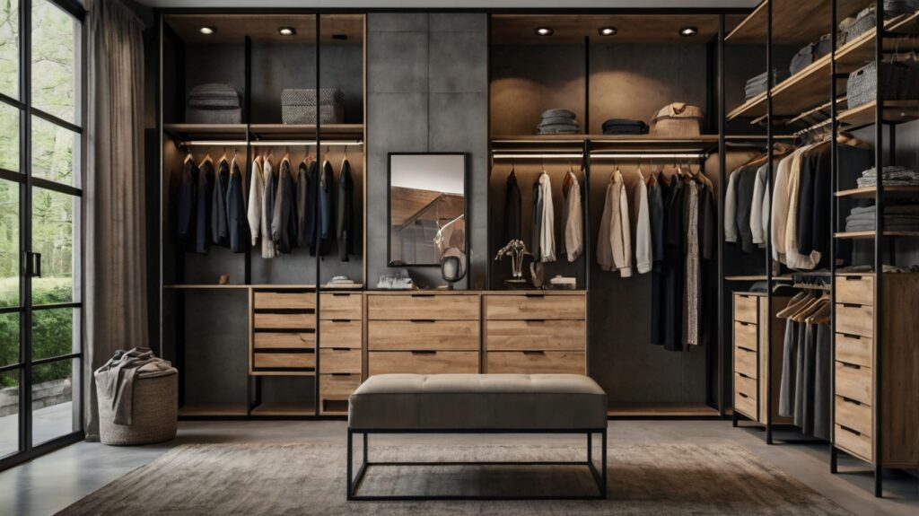 Industrial Chic Walk-in Closet Design 