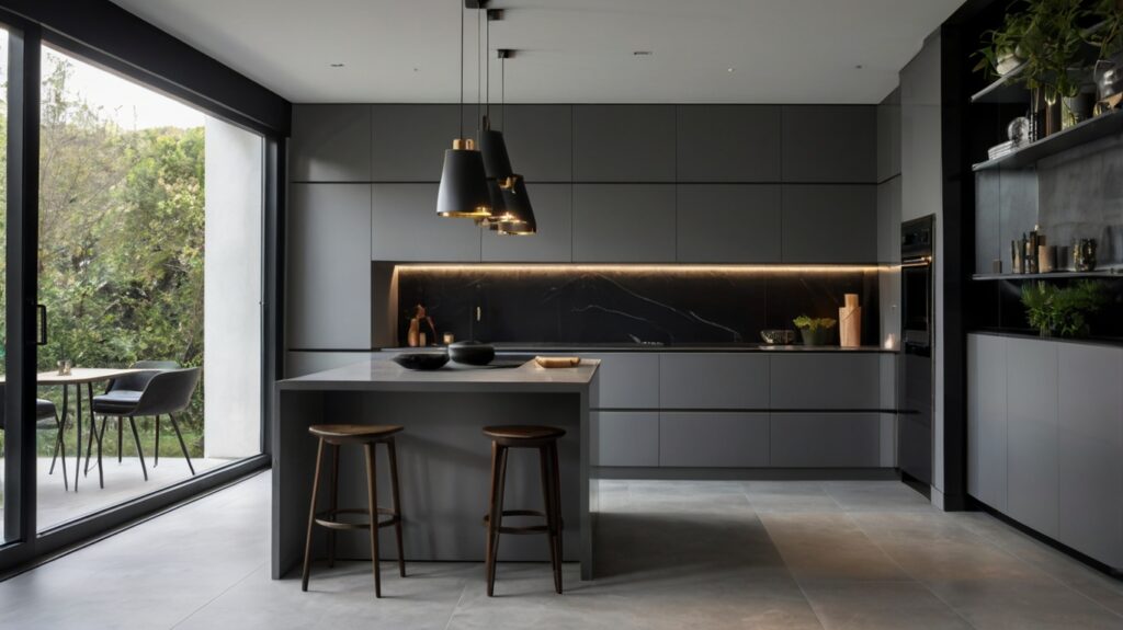 Modern and Minimalist Grey Kitchen Design
