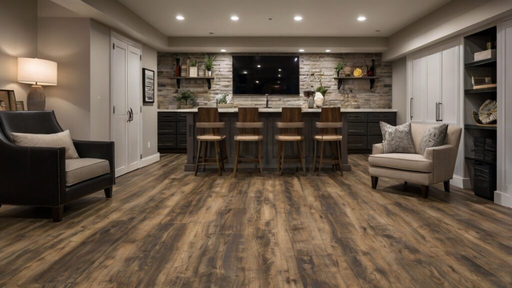 basement featuring Luxury Vinyl Plank flooring