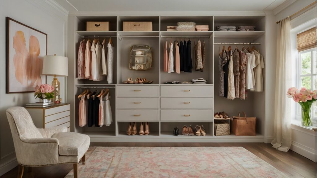 feminine walk-in closet design