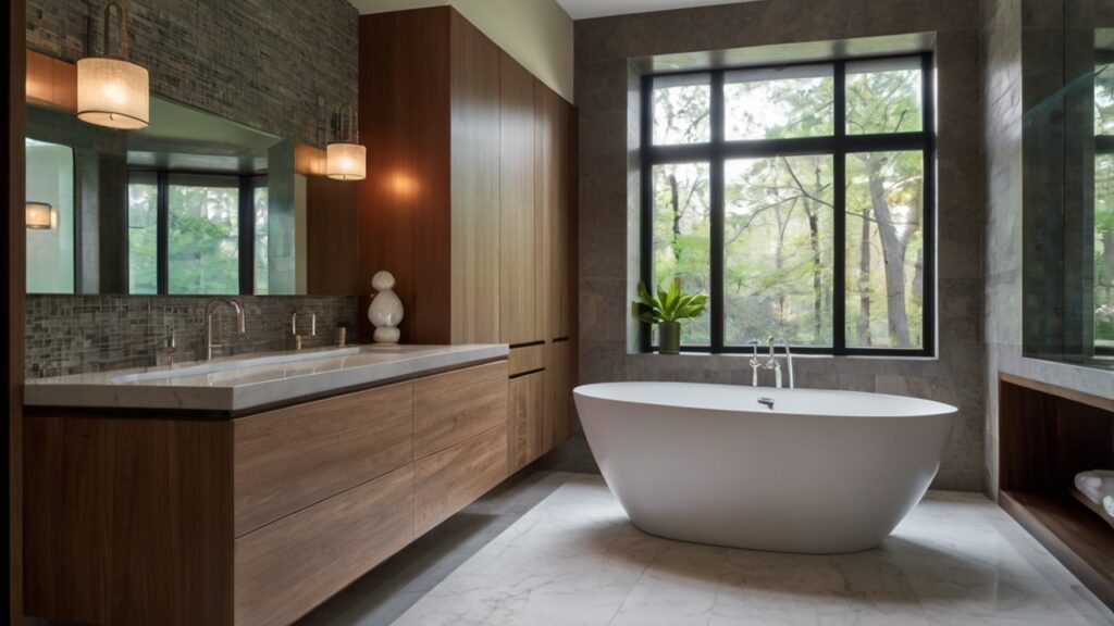 modern bathroom with custom cabinetry 