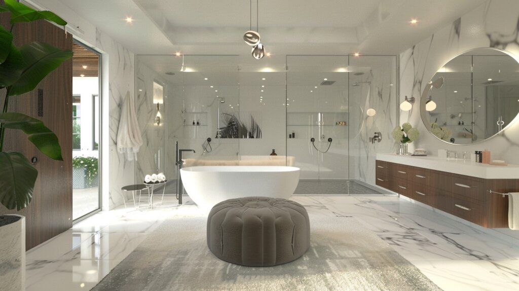 elegant bathroom design with natural and modern accents