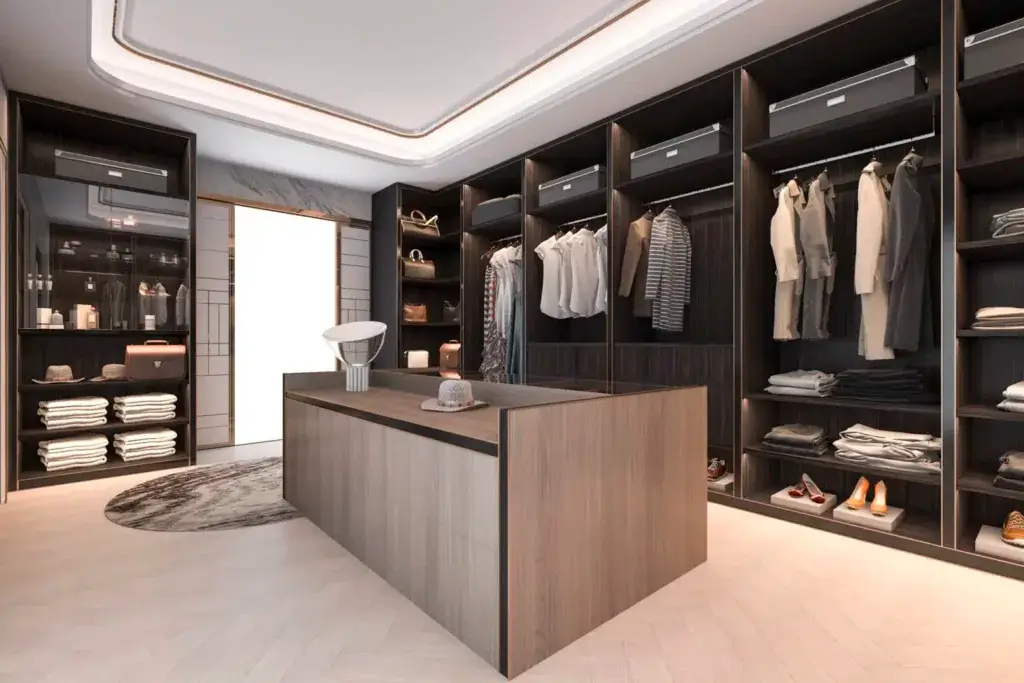 white elegant boutique-inspired walkin closet